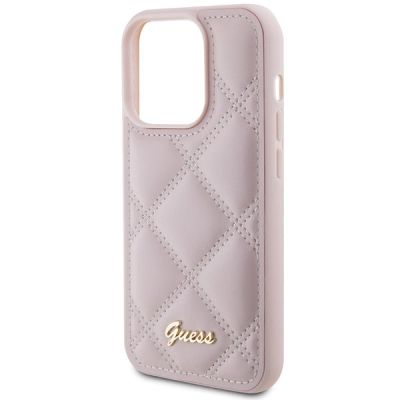 6. Etui Guess Quilted Metal Logo na iPhone 15 Pro Max - różowe