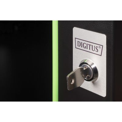 9. Digitus Szafa sieciowa wisząca Unique 19" 7U rack 600x450, drzwi szyba, czarny, niedzielona, złożona, 100kg