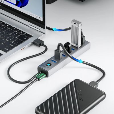 4. Hub Orico CL7U-U3 7x USB-A 3.0 + USB-C 5V/3A 1m - szary