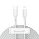 2. Kabel Baseus Simple Wisdom Lightning / USB-C 20W 1.5 m 2 szt. - biały