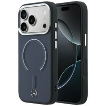 Etui Mercedes Leather 3D MagSafe na iPhone 17 Pro - granatowe
