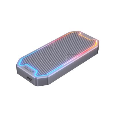 16. UNITEK OBUDOWA DYSKU USB-C M.2 SSD NVME/SATA, 10GBPS, RGB