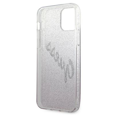 7. Etui Guess Glitter Gradient Script na iPhone 12 mini - różowe