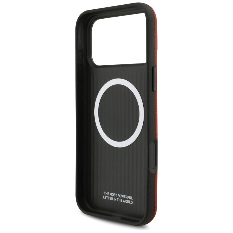 7. Etui BMW M FW Metal Logo MagSafe na iPhone 17 Pro Max - czerwone
