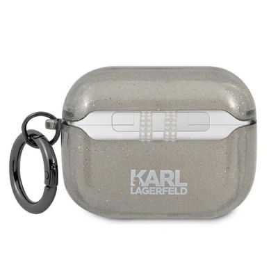 2. Etui Karl Lagerfeld Glitter Karl's Head na AirPods Pro - czarne