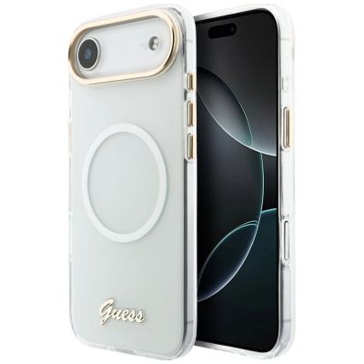 2. Etui Guess IML Gradient Script Metal MagSafe na iPhone Air - białe