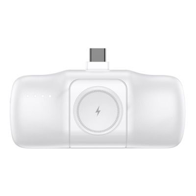 3. Mini powerbank Wozinsky WF16-YCS 5000mAh 15W USB-C z wbudowanym kablem USB-C i ładowarką do Apple Watch - biały