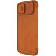 3. Nillkin Qin Leather Pro Case etui iPhone 14 Plus osłona na aparat kabura pokrowiec obudowa z klapką brązowy
