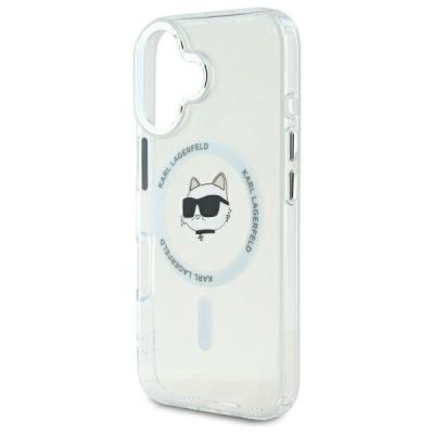6. Etui Karl Lagerfeld IML Metal Choupette Head MagSafe na iPhone 16 Plus - białye