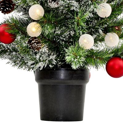 5. CHOINKA DEKORACYJNA KAPRUN W DONICY 20LED Z BOMBKAMI  wys: 90CM