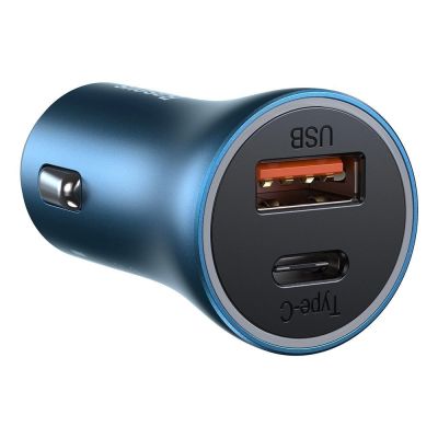 3. Baseus Golden Contactor Pro szybka ładowarka samochodowa USB Typ C / USB 40 W Power Delivery 3.0 Quick Charge 4+ SCP FCP AFC + kabel USB Typ C - Lightning niebieski (TZCCJD-03)