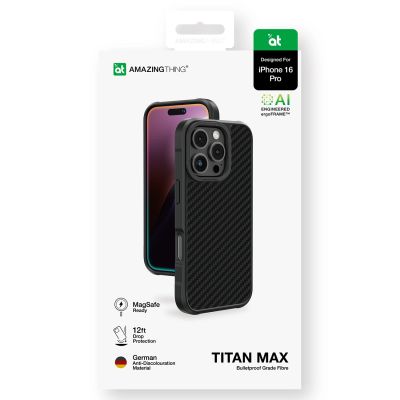6. Etui pancerne AMAZINGTHING Titan Max Case z włóknami aramidowymi 1500D do iPhone 16 Pro - czarne