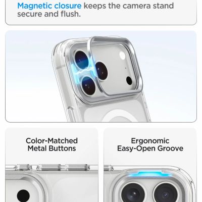 6. Etui Spigen Ultra Hybrid Optik S MagSafe na iPhone 18 Pro Max / 17 Pro Max - przezroczysto-srebrny