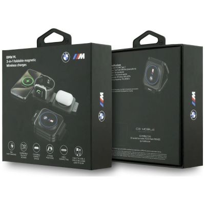 5. Ładowarka indukcyjna 3w1 BMW M Qi2 15W Print Logo - niebieska