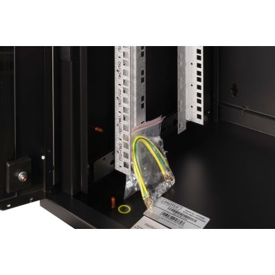 12. Digitus Szafa sieciowa wisząca Unique 19" 9U rack 600x450, drzwi szyba, czarny, niedzielona, złożona, 100kg