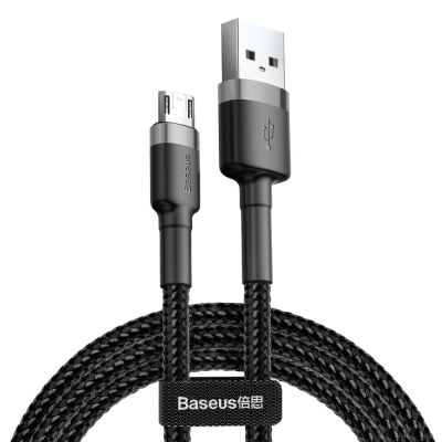 5. Baseus Cafule Cable wytrzymały nylonowy kabel przewód USB / micro USB 2A 3M czarno-szary (CAMKLF-HG1)