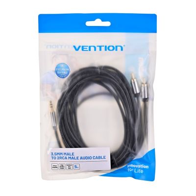 7. Kabel audio 3,5 mm męski na 2RCA męski 5m czarny
