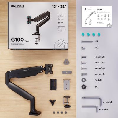 2. ONKRON Uchwyt biurkowy do monitora 13-32"czarny G100-B