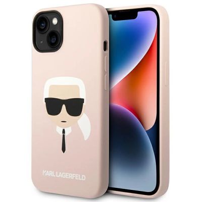 Etui Karl Lagerfeld Silicone Karl's Head MagSafe na iPhone 14 - jasnoróżowe