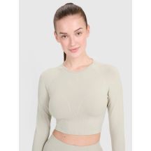 Longsleeve treningowy crop-top z wycięciem na plecach damski 4F 4FRSS25TFLOF486-83S
