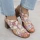 7. Sandały damskie na obcasie ażurowe w kwiaty Jezzi 24125