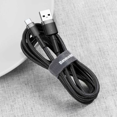 4. Kabel Baseus Cafule USB-A / USB-C QC 3.0 3A 0.5 m - czarno-szary