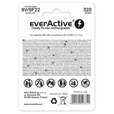 2. Zestaw akumulatorków everActive EVHRL22-320 (320 mah ; Ni-MH)