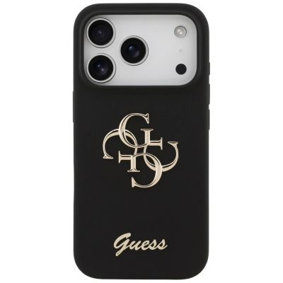 3. Etui Guess Silicone Big 4G Script na iPhone 17 Pro - czarne