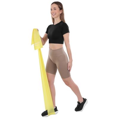 14. TAŚMA TRENINGOWA DO ĆWICZEŃ PILATES 2000x150x0,25MM 5-8KG ŻÓŁTA