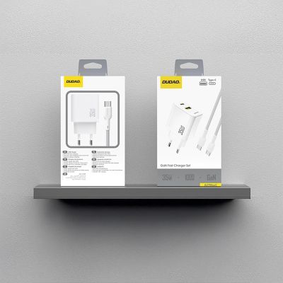 6. Ładowarka sieciowa Dudao A27MaxCEU PD QC 35W USB-A USB-C z kablem USB-C - biała