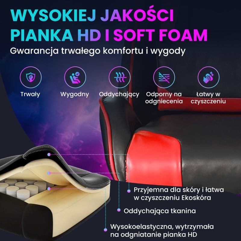 4. Extralink Gaming | Fotel gamingowy | biurowy, obrotowy, kubełkowy, czarno-czerwony, G-522