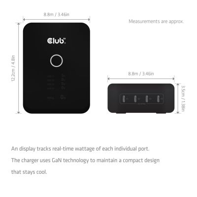 4. CLUB3D Stacja ładowania CAC-1933 z 4 portami USB-C® 240 W GaN PD 3.1 + PPS + wyświetlacz LED