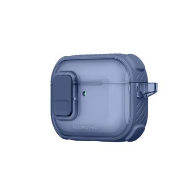 9. Etui AMAZINGTHING Titan Pro Mag Case Clear do AirPods Pro 3 - niebieskie