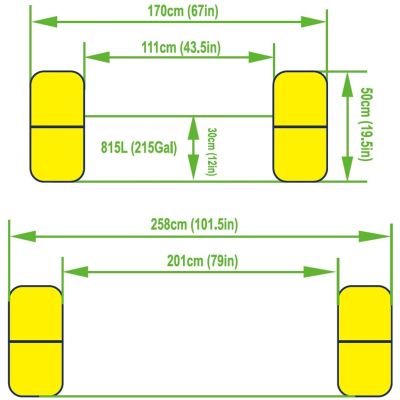 15. BASEN DMUCHANY RODZINNY PROSTOKĄTNY 2- PIERŚCIENIOWY Z BRAMKAMI 258x170x50CM 51471
