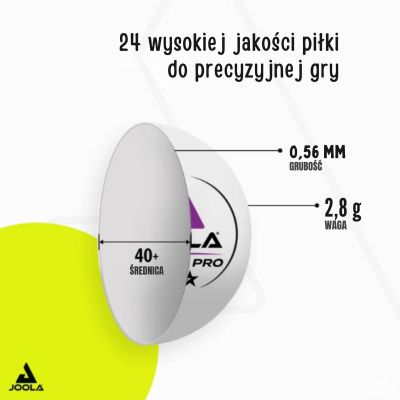13. PIŁECZKI DO TENISA STOŁOWEGO JOOLA PRO 3 STAR 24SZT BIAŁE