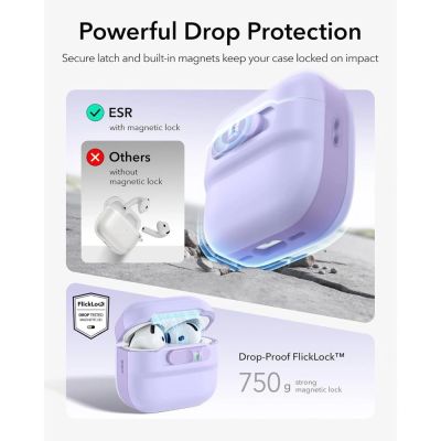 6. Etui ESR Pulse HaloLock MagSafe na Apple AirPods 4 / 5 - fioletowy