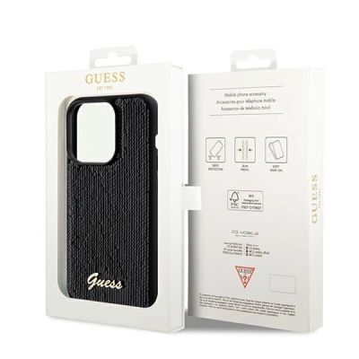 8. Etui Guess Sequin Script Metal na iPhone 14 Pro - czarne