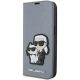 Etui Karl Lagerfeld Saffiano Karl&Choupette na iPhone 14 Pro - srebrne
