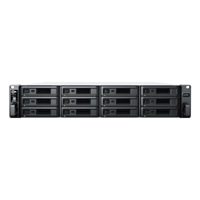 2. NAS Synology RS2423+; 2U RACK; 12x (3.5" SATA HDD/2.5" SATA SSD); AMD Ryzen V1780B, 8 GB DDR4 ECC UDIMM (max. 32GB), 2x 1GbE RJ-45, 1x 10GbE RJ-45