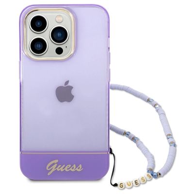 2. Etui Guess Translucent Pearl Strap na iPhone 14 Pro Max - fioletowe