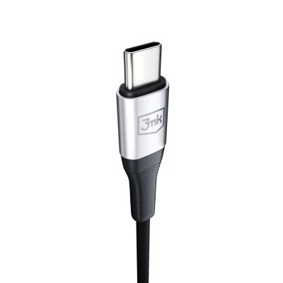 6. Kabel 3mk AUX minijack 3.5 mm / USB-C - srebrny