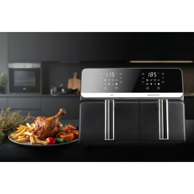 8. ELDOM FRYTOWNICA BEZTŁUSZCZOWA FR200 9 L,2200W, DWIE NIEZALEŻNE SZUFLADY,8 PROGRAMÓW, WYŚWIETLACZ LED, TEMP. 80°C–200°C