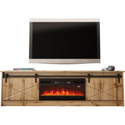 2. Szafka RTV GRANERO+kominek 200x56,7x35 dąb wotan