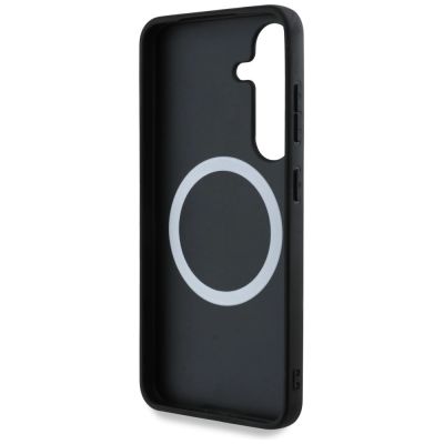 7. Etui BMW Leather Tricolor Stripe MagSafe na Samsung Galaxy S25+  - czarne