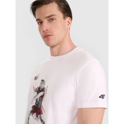 3. T-shirt regular z nadrukiem siatkarskim męski 4F 4FRAW25TTSHM3237-10S