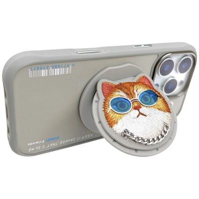4. Etui Nimmy Glasses Cool Cat MagSafe na iPhone 16 Pro - szare