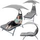 LEŻAK FOTEL Z PARASOLEM BERGAMO 200x125x180CM SZARY