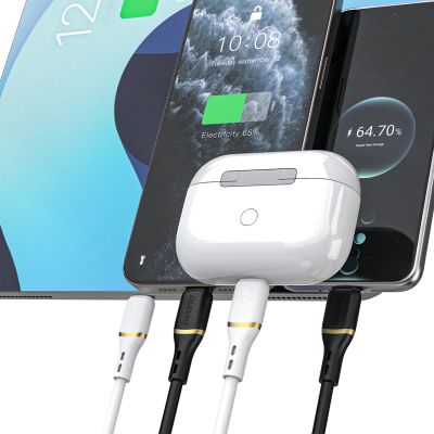 3. Kabel Dudao L25X USB-C - Lightning 1m 30W w miękkim silikonowym oplocie - czarny
