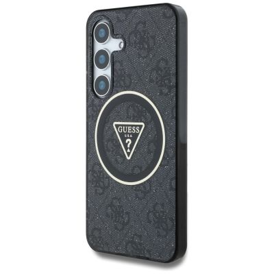 9. Etui Guess 4G Glitter Triangle Buttons MagSafe do Samsung Galaxy S25 Plus czarny