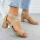 6. Sandały damskie na słupku wsuwane na gumki beżowe Filippo  DS6920